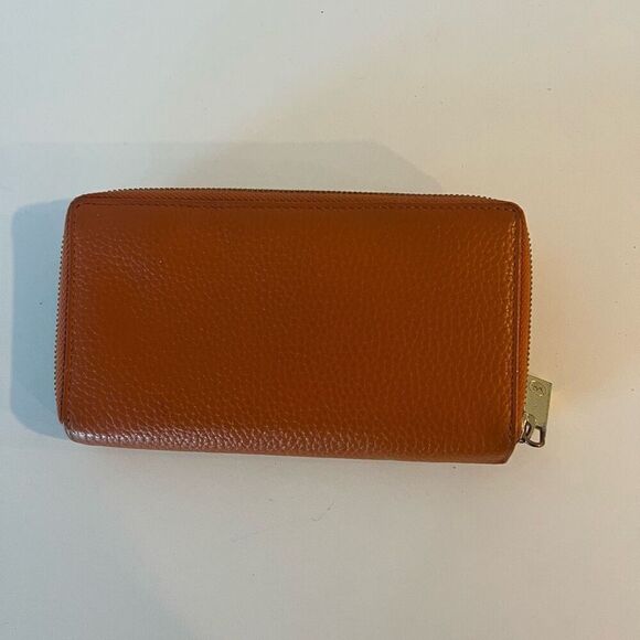 Valentina Genuine Leather Wallet Button Multi Card Slots Made in Italy Orange - Picture 2 of 5
